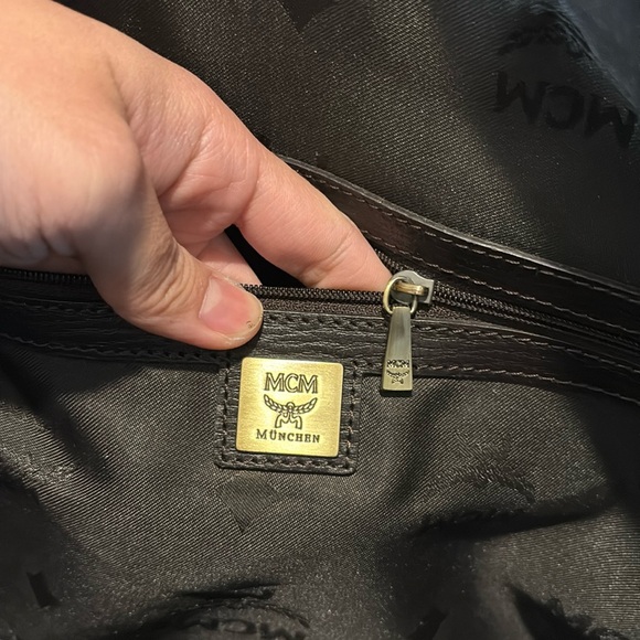 MCM Black Leather Briefcase-Style Backpack with Brown Handles - Picture 4 of 16